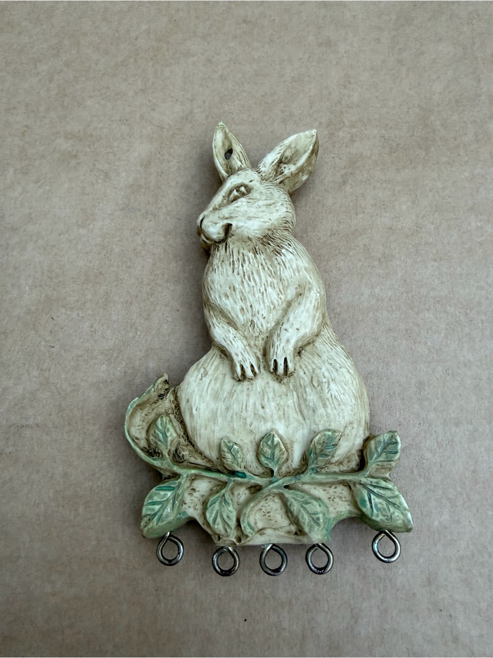 Vintage Evergreen Home & Garden Rabbit Wind Chime Topper Yard Decor 5”
